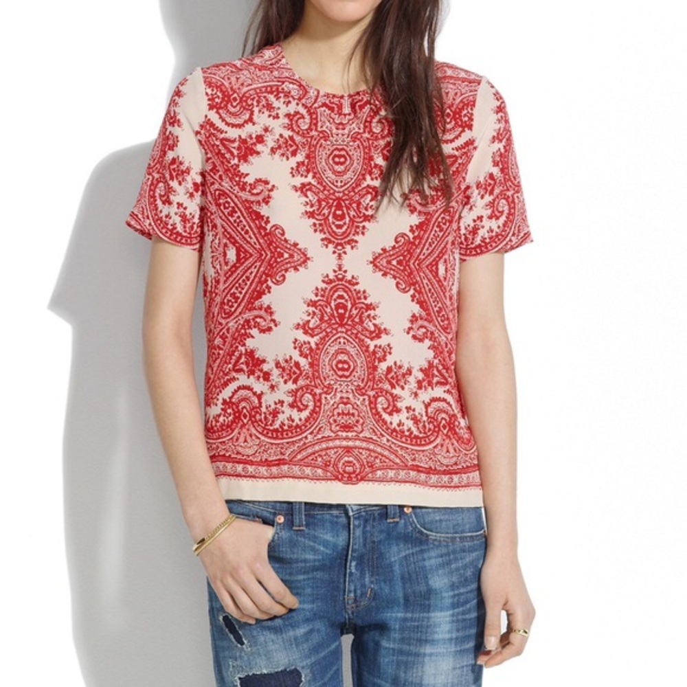 Madewell Res Silk Tee in Paisley Loop